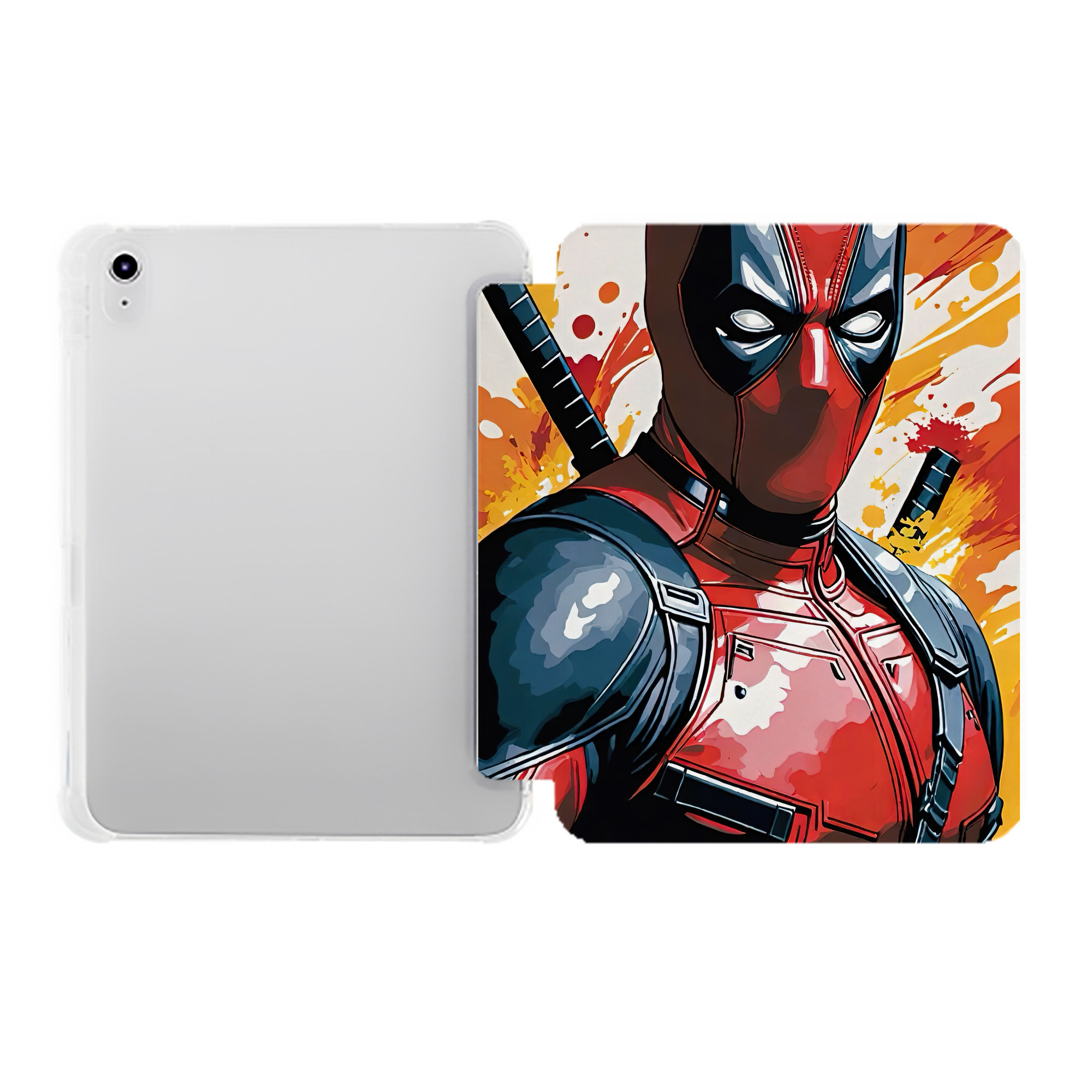 （画像用） Deadpool デッドプール IPad ケース ペン収納付き 三つ折りスタンド PUレザー×シリコン 対応機種9.5/10.5/10.9インチ